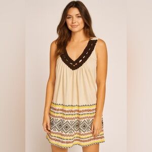 Debbie Miller for Rigo Embroidered Boho Tunic Dress Size Small